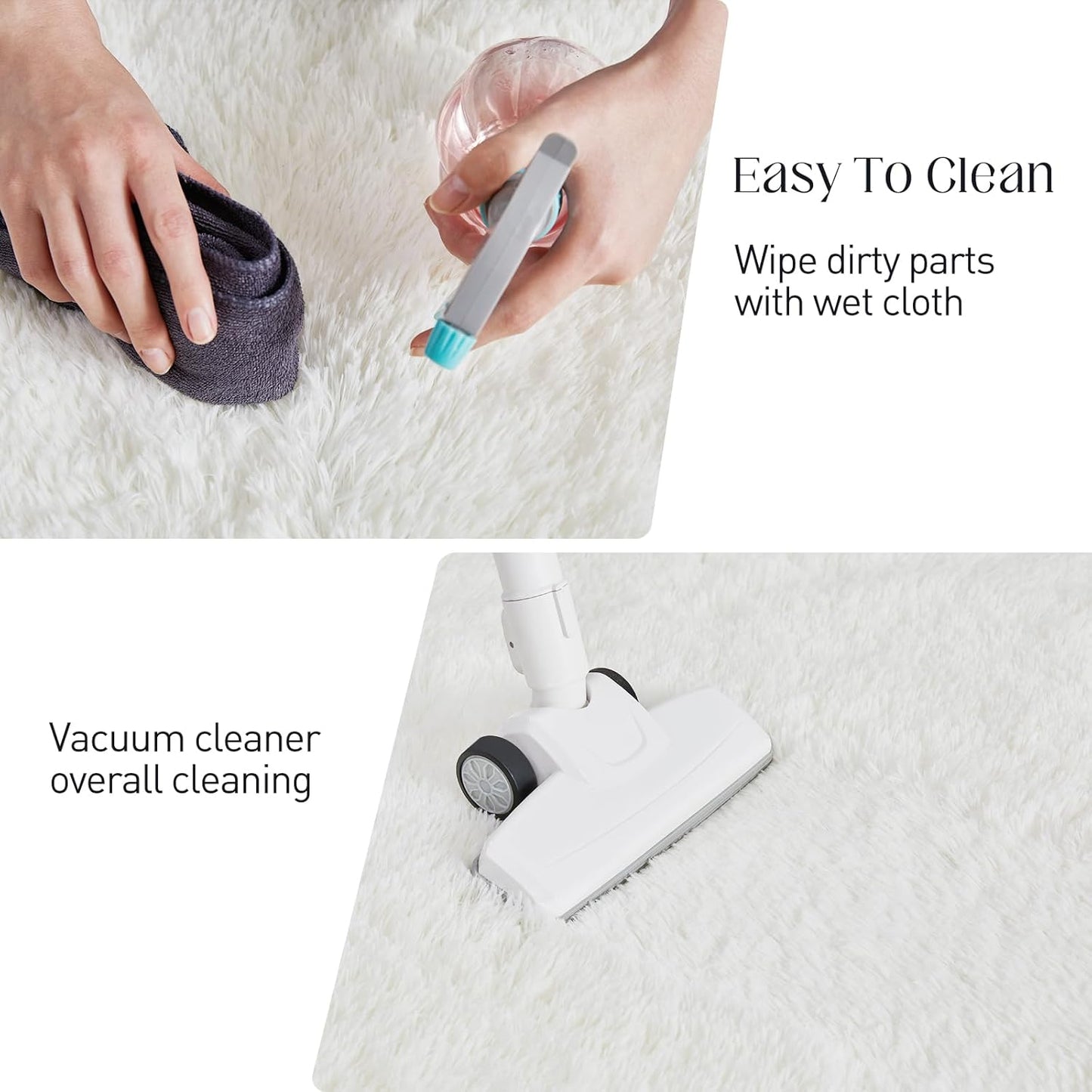 Fluffy White Rugs for Bedroom, 5x7 Plush Cream Area Rugs for Living Room, Non-Slip Shag Floor Carpet for Kids Room, Girls Room, Bedside, Playroom, Indoor Decor