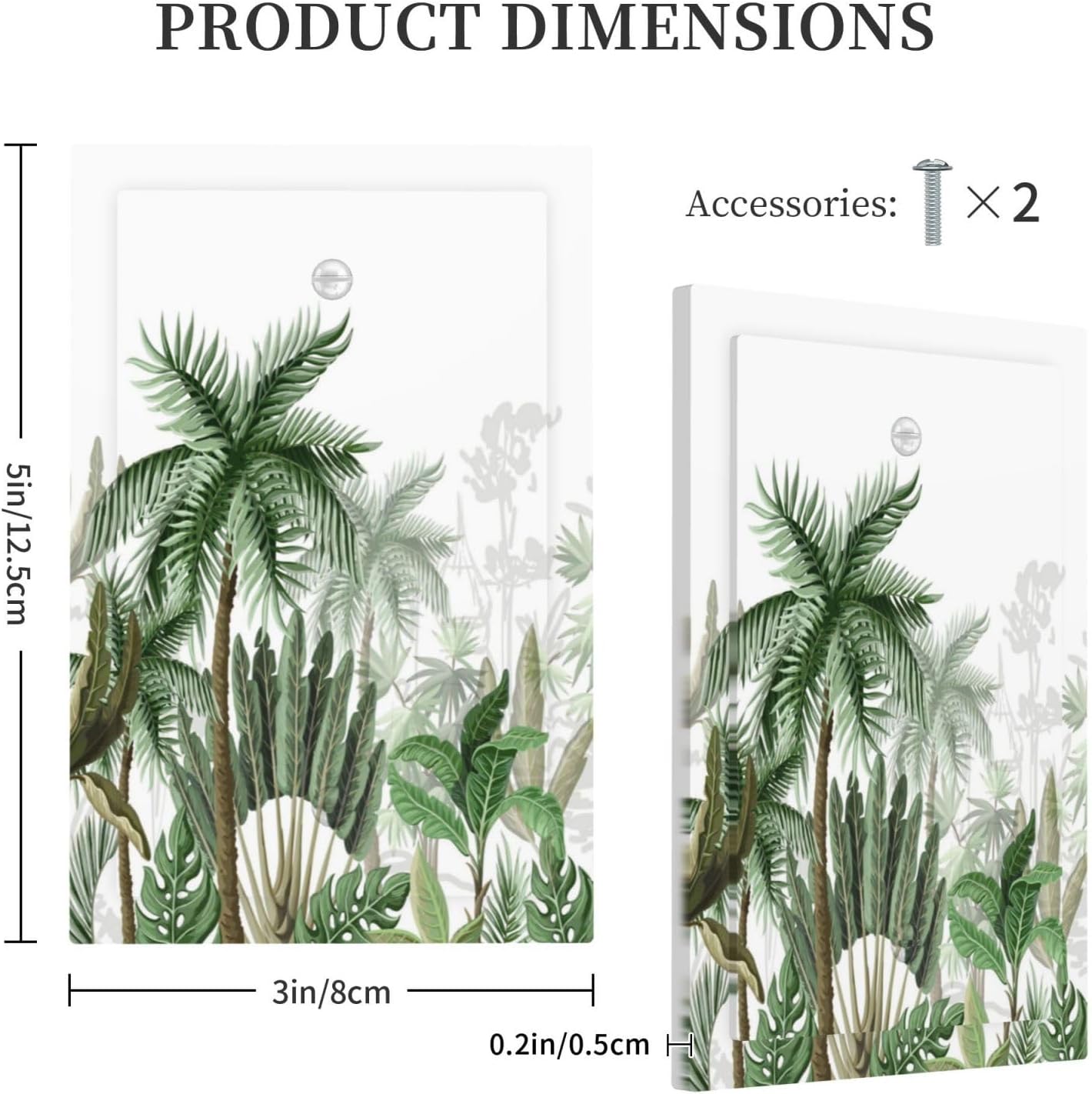 Palm Tree Banana Leaf Green Rainforest Natural Landscape Light Switch Cover Plate 1 Gang No Device Blank Electrical Wall Plates Faceplate Decorative Switch Plate for Bed Room Living Room Decor