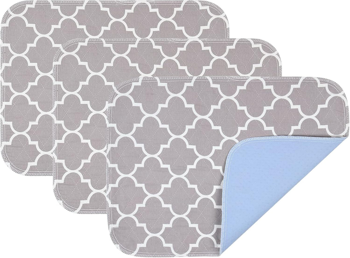 OUTCREATOR® Washable Bed Pads 18" x 24" (Pack of 3), Incontinence Mattress Protector, Anti-Slip Waterproof Underpads for Adults Kids Elderly Pets, Absorbency & Reusable Bedwetting Pads (Gray)