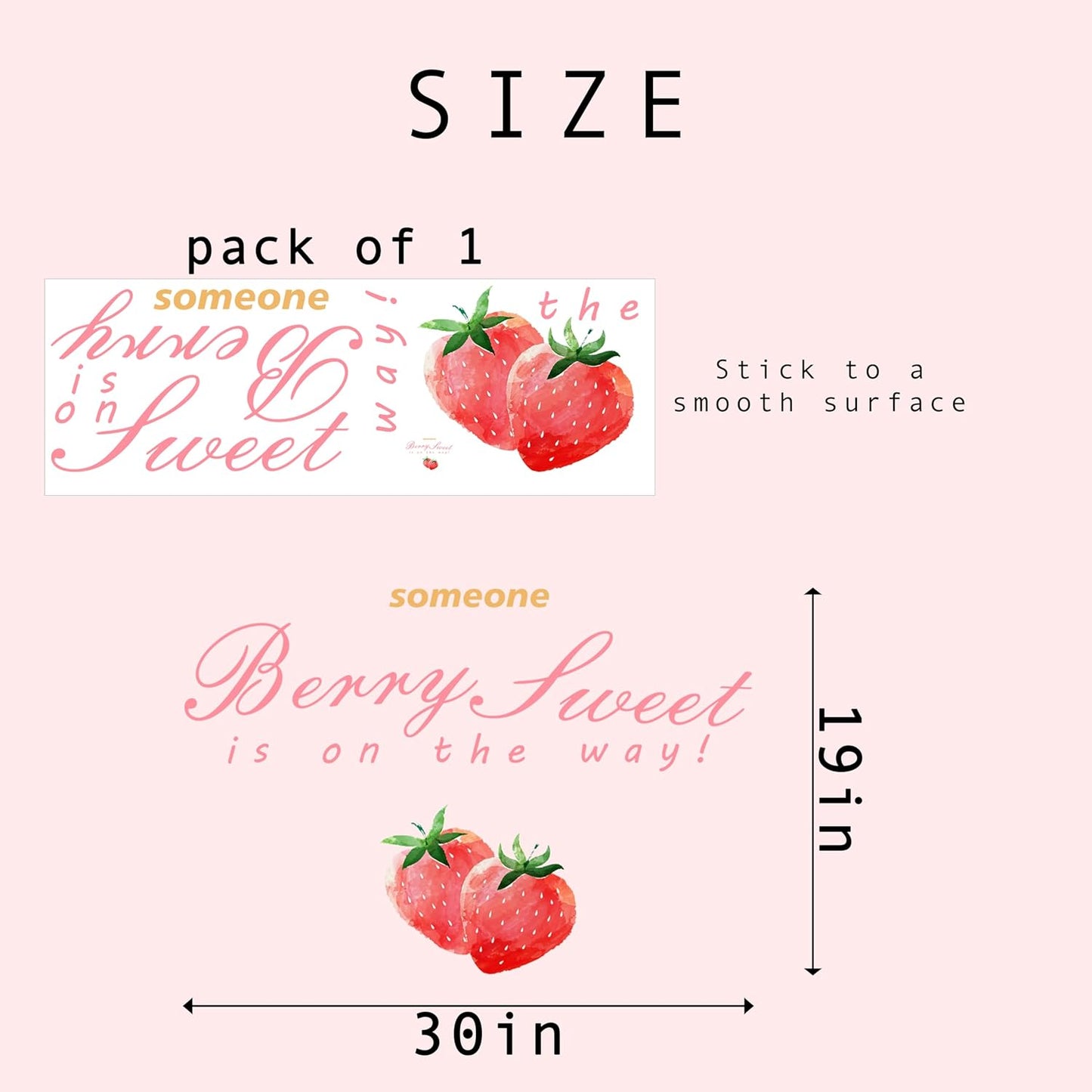 Someone Berry Sweet is On The Way Wall Decal - Baby Shower Party Decorations, Gender Reveal Party Supplies, Baby Shower Party Balloon Arch Strawberry Sign Decal (Berry Decal)