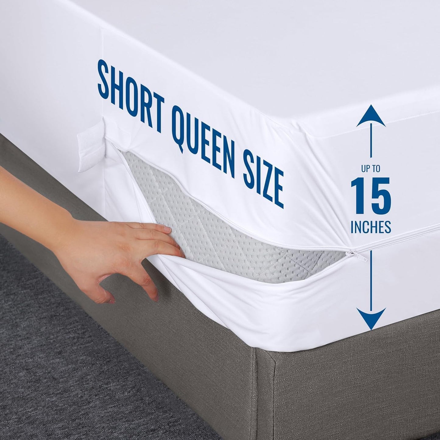 Utopia Bedding Zippered Mattress Encasement Short Queen, 100% Waterproof Bed Bug and Dust Mite Proof Mattress Protector, Absorbent Six-Sided Mattress Cover