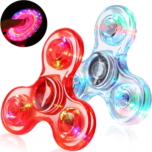SCIONE 2Pack Fidget Spinners for Kids, LED Light up Sensory Fidget Toys for Kids Adults, Glow in The Dark Toys for Teens Boys Girls Halloween Classroom Prizes, ADHD Stress Anxiety Relief Fidgets