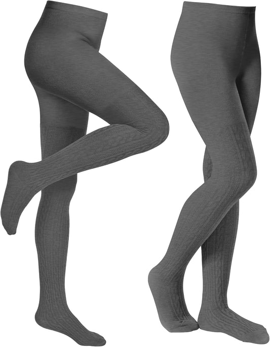 Baby Girls Tights Cable Knit Toddler Leggings Winter Solid Cotton Tights School Stockings 2 Pack 2T-12 Years