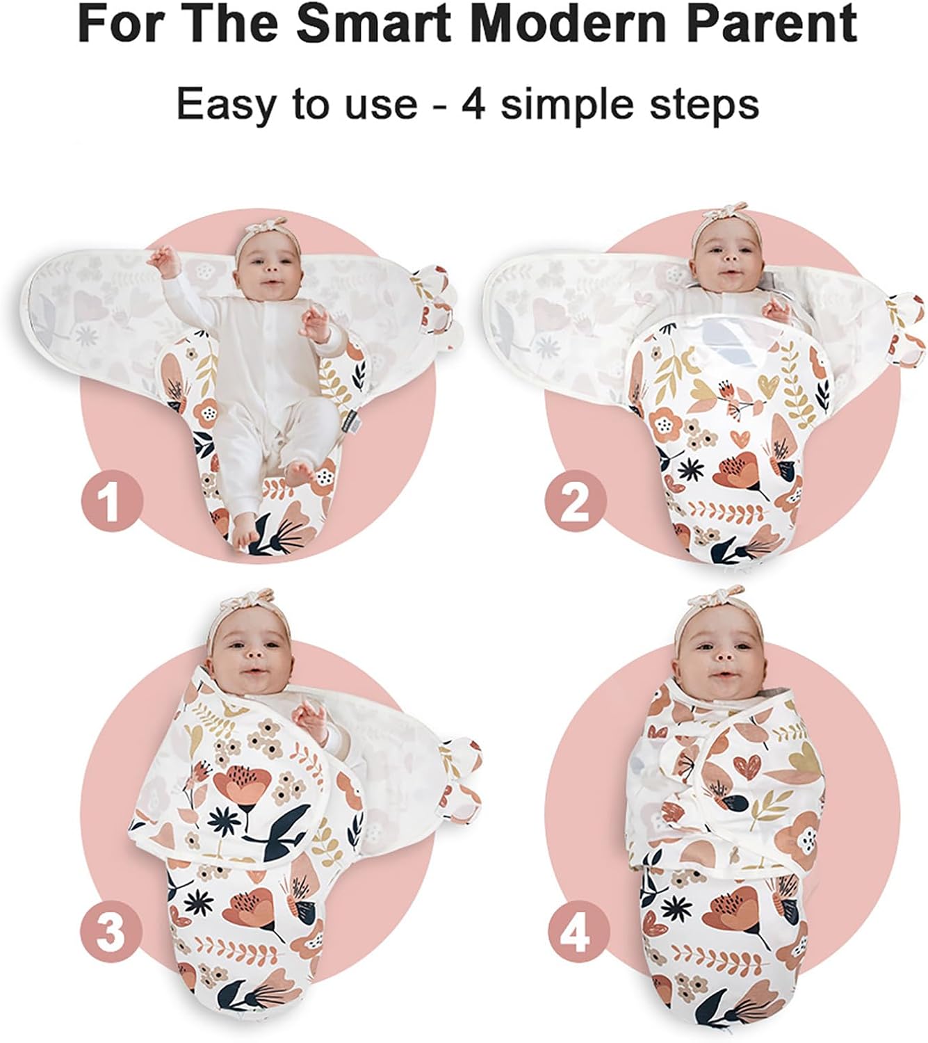 HOUSBAY 100% Cotton Baby Swaddle Sleep Sacks for Newborn Swaddling Blankets Adjustable 2-Way Zipper 1 Pack (Red Flower, Small/Medium | 0-3 Months)