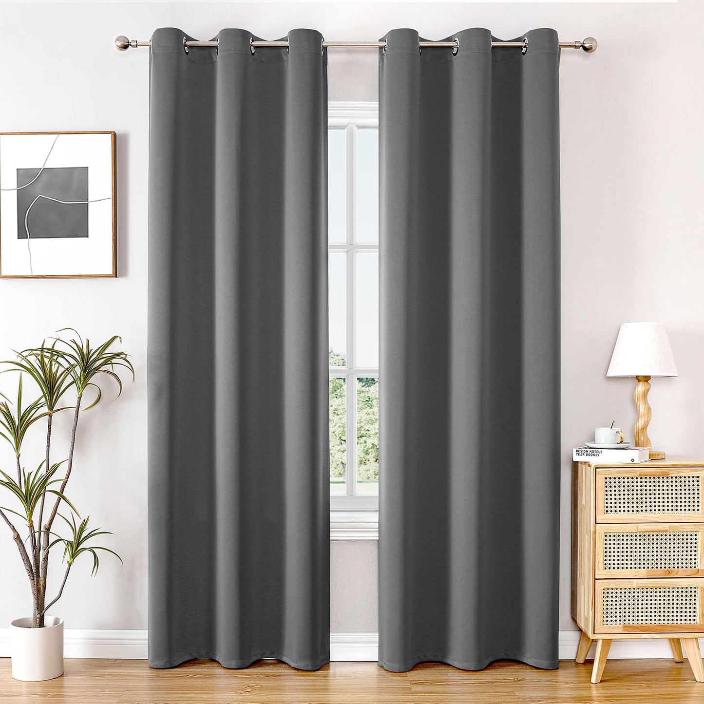 ChrisDowa Blackout Curtains 72 inches Long for Bedroom - 2 Panels Set Grommet Thermal Insulated Room Darkening Curtains for Living Room (Grey, 42 x 72 Inch)
