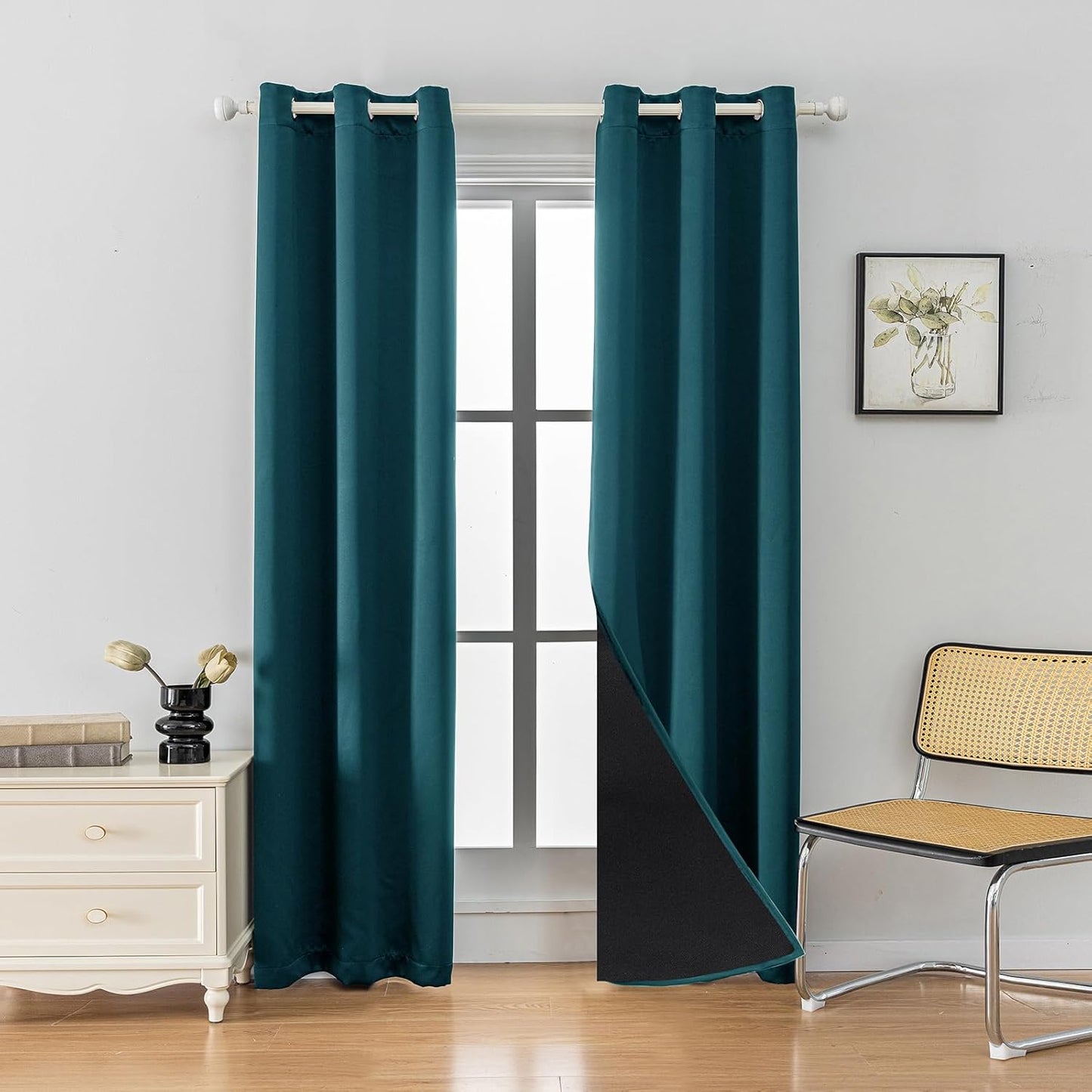 Anytime 100% Blackout Curtain Set, Thermal Insulated & Energy Efficiency Window Draperies for Guest Room, Full Shading Panels for Shift Worker and Light Sleepers（Greyish Blue, 2 Panels, 42W x 84L）