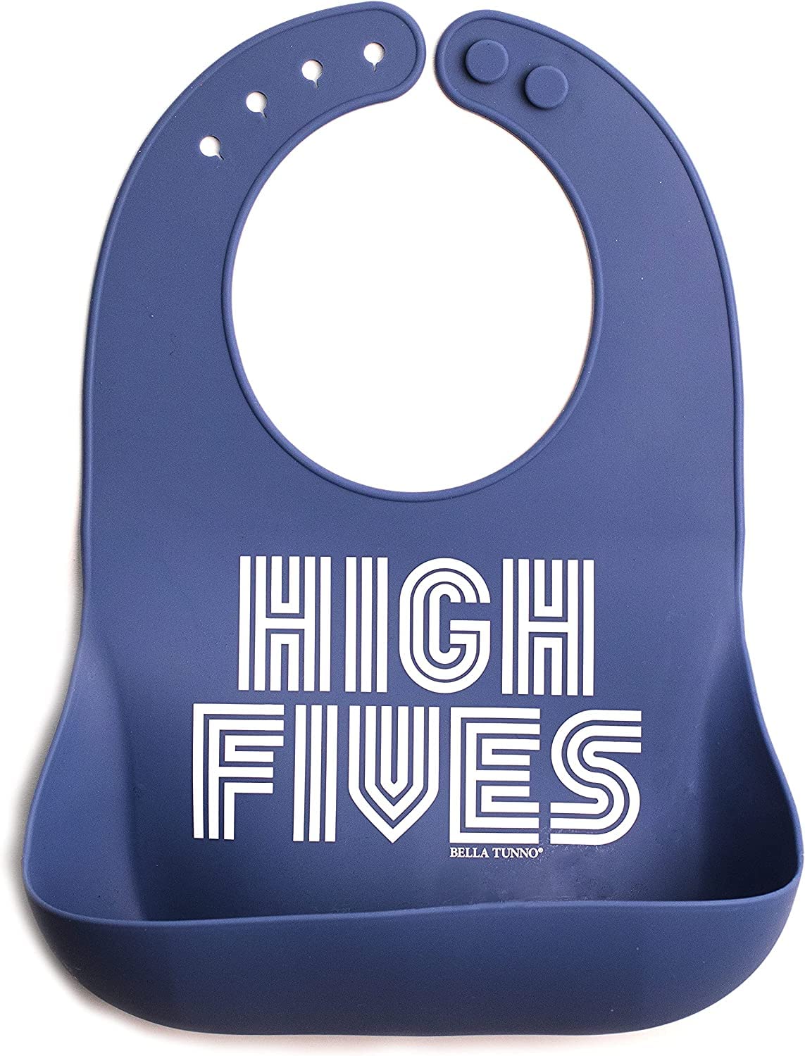 Bella Tunno Baby Bib for Eating, Waterproof Silicone Bib with Large Food Catcher, Adjustable Fit for Babies 4-12 months & Toddlers 1-3 Years, Boys & Girls, High Fives