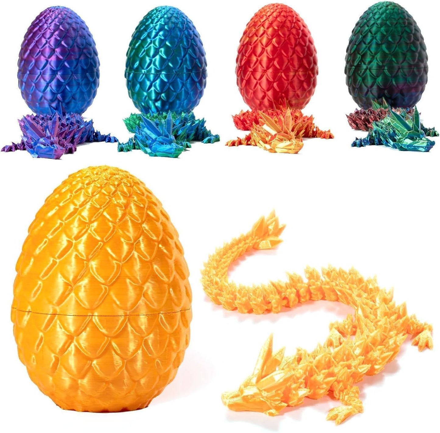 Executive Desk Toys Easter Egg, 3D Printed Dragon, 3D Dragon Eggs with Dragon Inside, Dragon Toy Dragon Egg Fidget Toy, Fidget Toys for Autism/ADHD (Silk Gold)