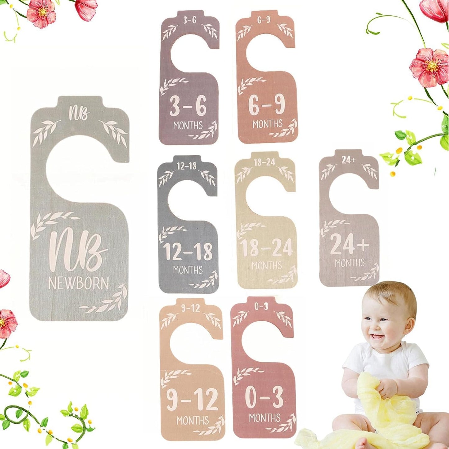 Wooden Baby Closet Dividers for Baby Clothes Organizer,Colorful Baby Closets Organizer for Nursery Decor,Baby Clothes Dividers for Closet Size Hangers for New Mom Dad Parents (Colorful)