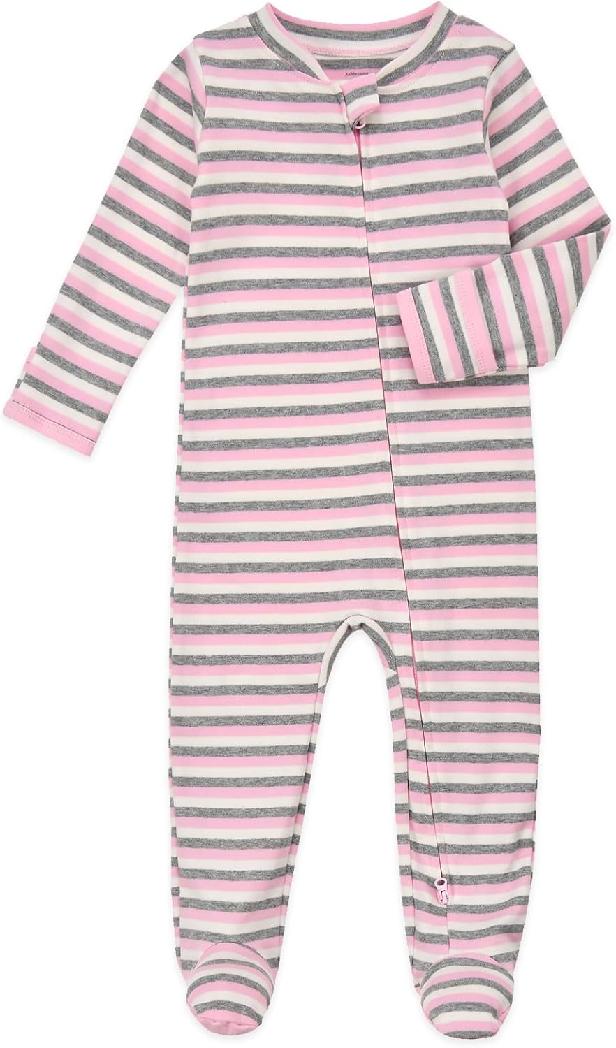 Aablexema Baby Footie Pajamas with Mittens - 3Pcs Infant Footed Sleeper Cotton Sleepwear Outfits