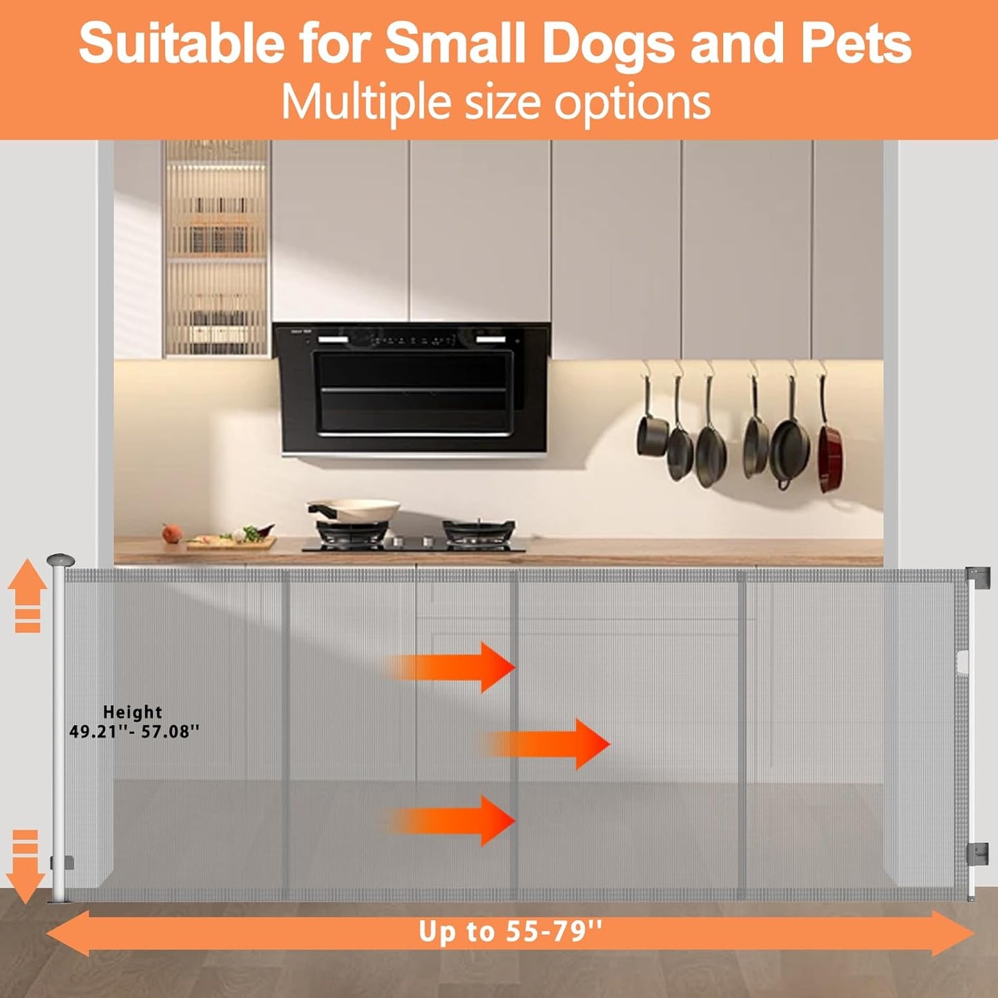Extra Tall 50'' Reinforced Retractable Mesh Baby Gates with Reinforced Strips,Dog Gate Extends to 79" Wide,Prevents Bottom Drilling Through Baby and Pet,Retractable Pet Gate for Outdoor/Indoor