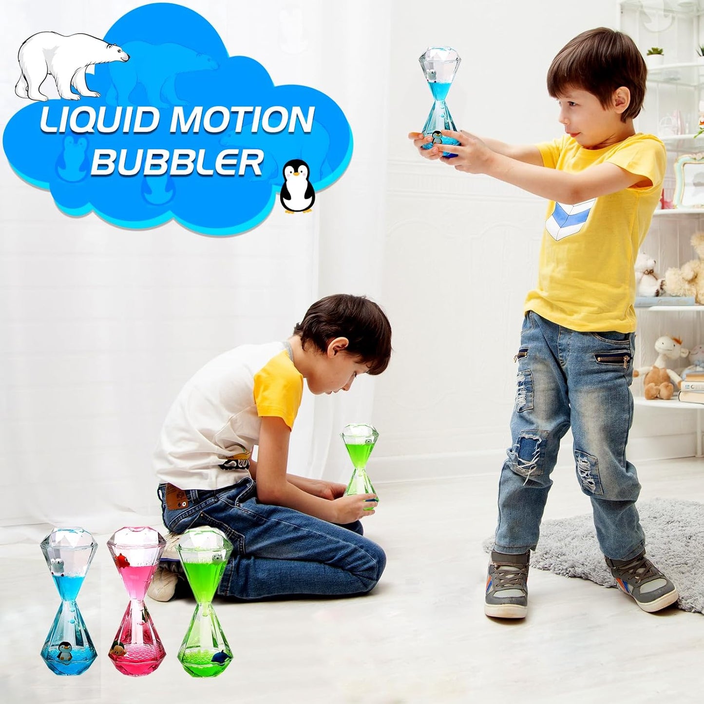 XINBAOHONG Liquid Motion Bubbler for Kids and Adults Hourglass Liquid Bubbler Timer for Sensory Play Fidget Toy Stress Management Desk Decor(Green)