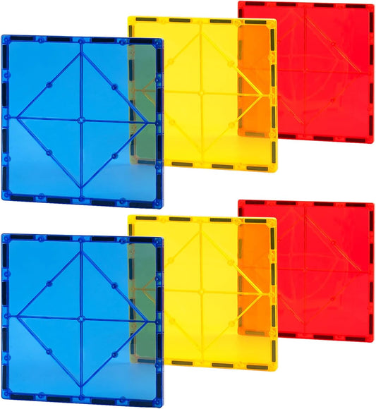 Gemmicc 6 PCS Large Magnetic Tiles,Jumbo Magnet Base Plates,STEM Magnetic Building Blocks for Kids Boys Girls