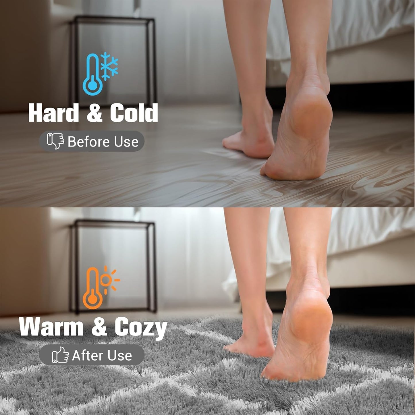 Fluffy Rug for Bedroom, 4X6Feet Super Soft Rug, Stripe Checkered Anti-Skid High Pile for Living Room Bedroom Kids Room Nursery, Dorm Home Decor