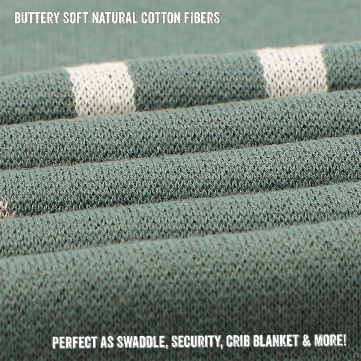 Soft Baby Swaddle Receiving Blanket - 100% Cotton Knit Soft Cozy Receiving Swaddling Crib Stroller Quilt Blanket for Shower Gift Registry for Newborns, Infants, Toddlers (Deer - Sage)