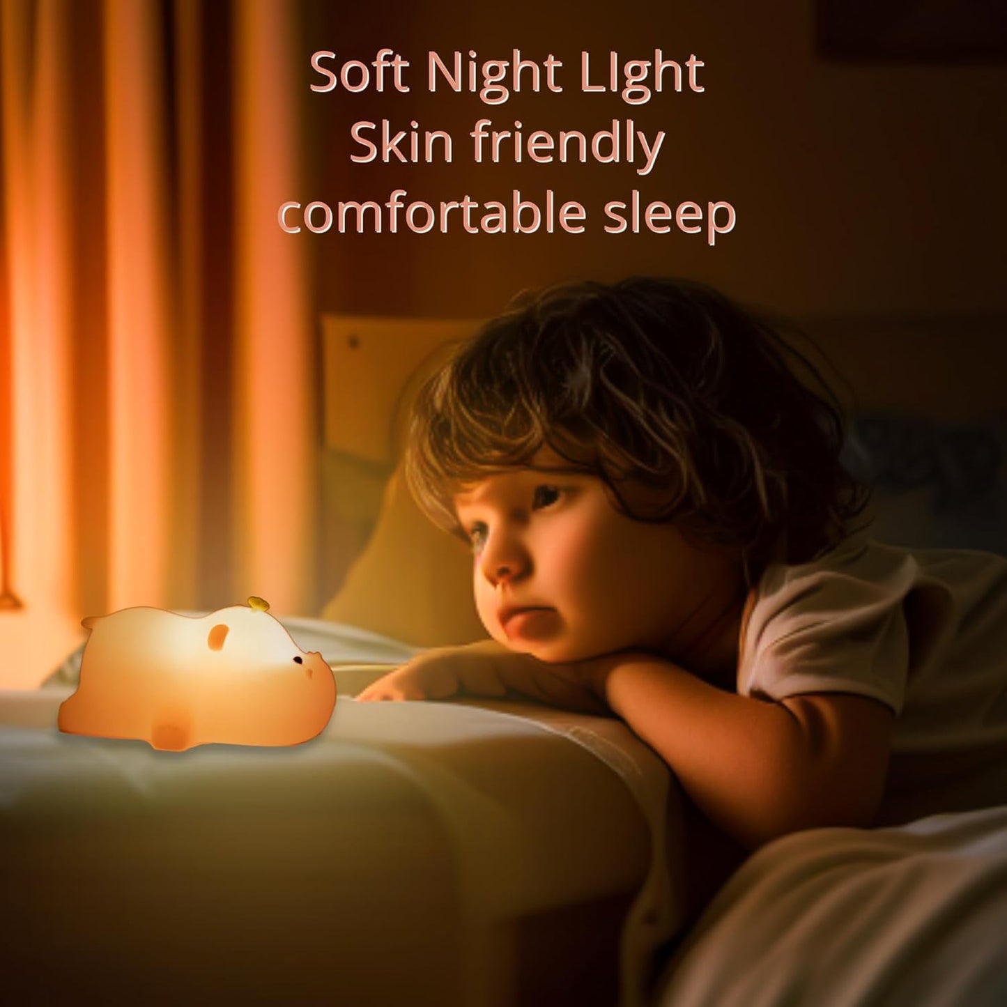 Kids Night Light Cute Hippo Night Lamp with 3 Speed Adjustable Light Soft Silicone Nursery Night Lights with USB Rechargeable for Baby Night Lamp with Touch Sensor Room Decor Cute Gifts for Kids