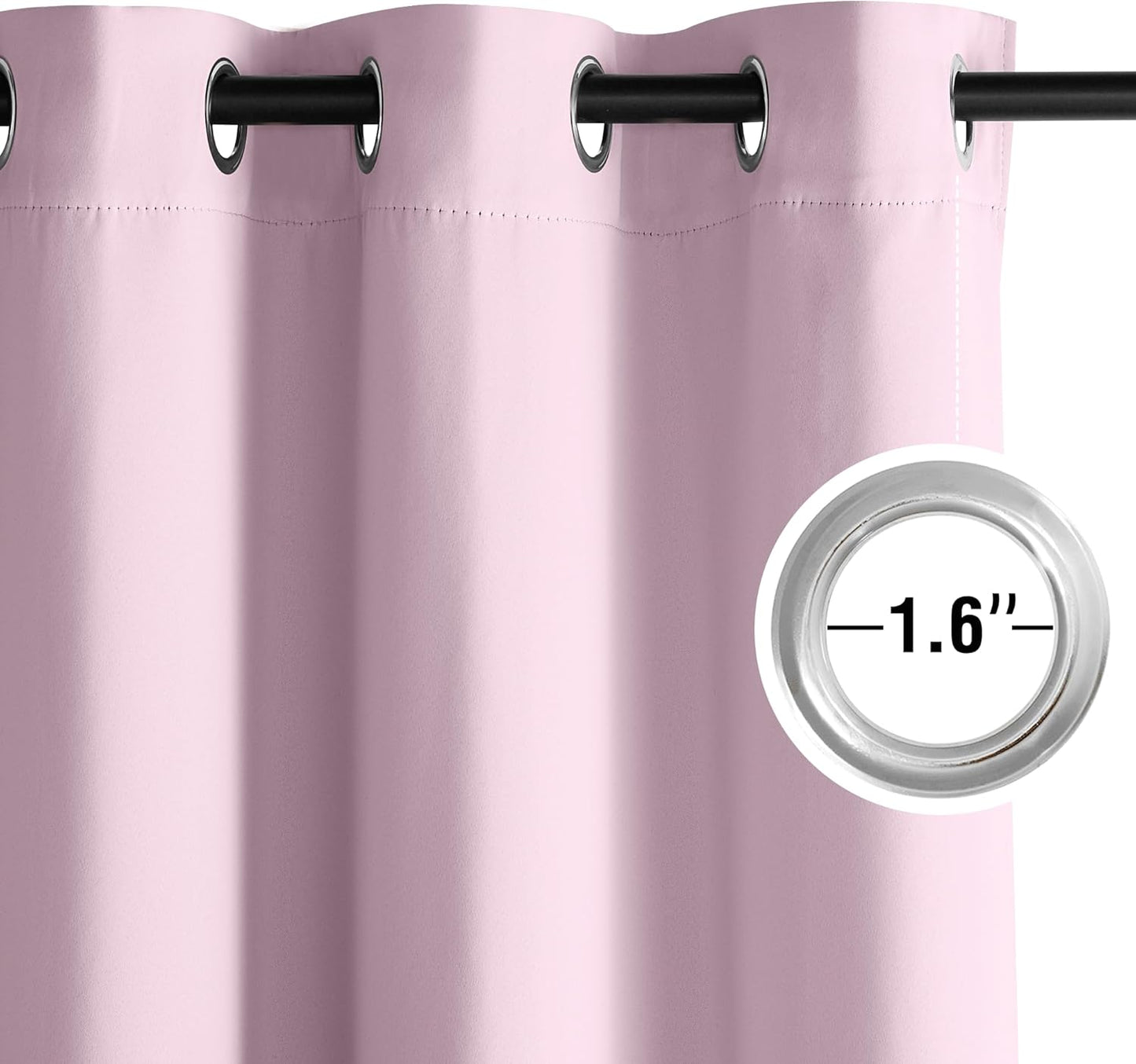 NICETOWN Pink Room Darkening Curtains for Bedroom 84 inches Long 2 Panels, Thermal Grommet Curtains for Living Room, Noise Reducing Privacy Window Treatment Shades for Nursery, Laundry Patio, W52