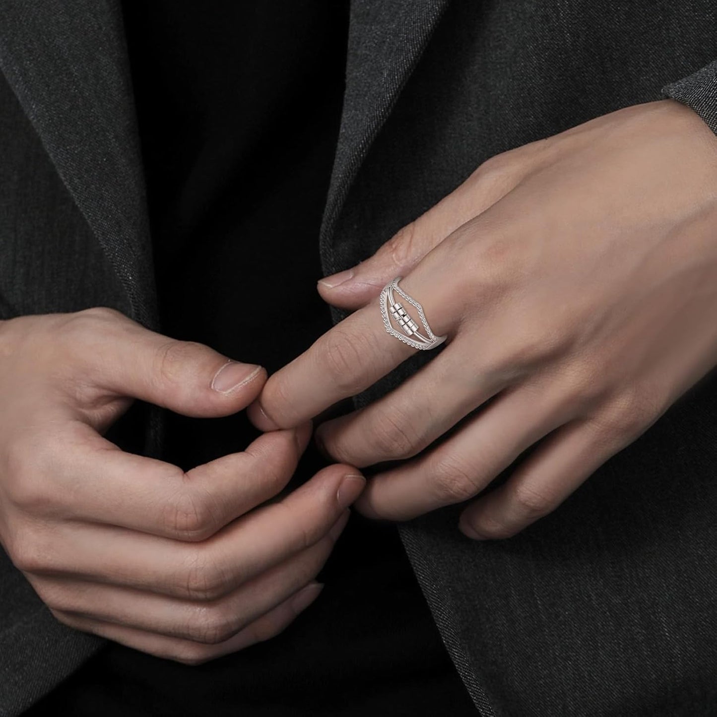 INFUSEU Funny Spinner Fidget Rings for Women Girls Anti Anxiety Stress Worry, Adjustable Size