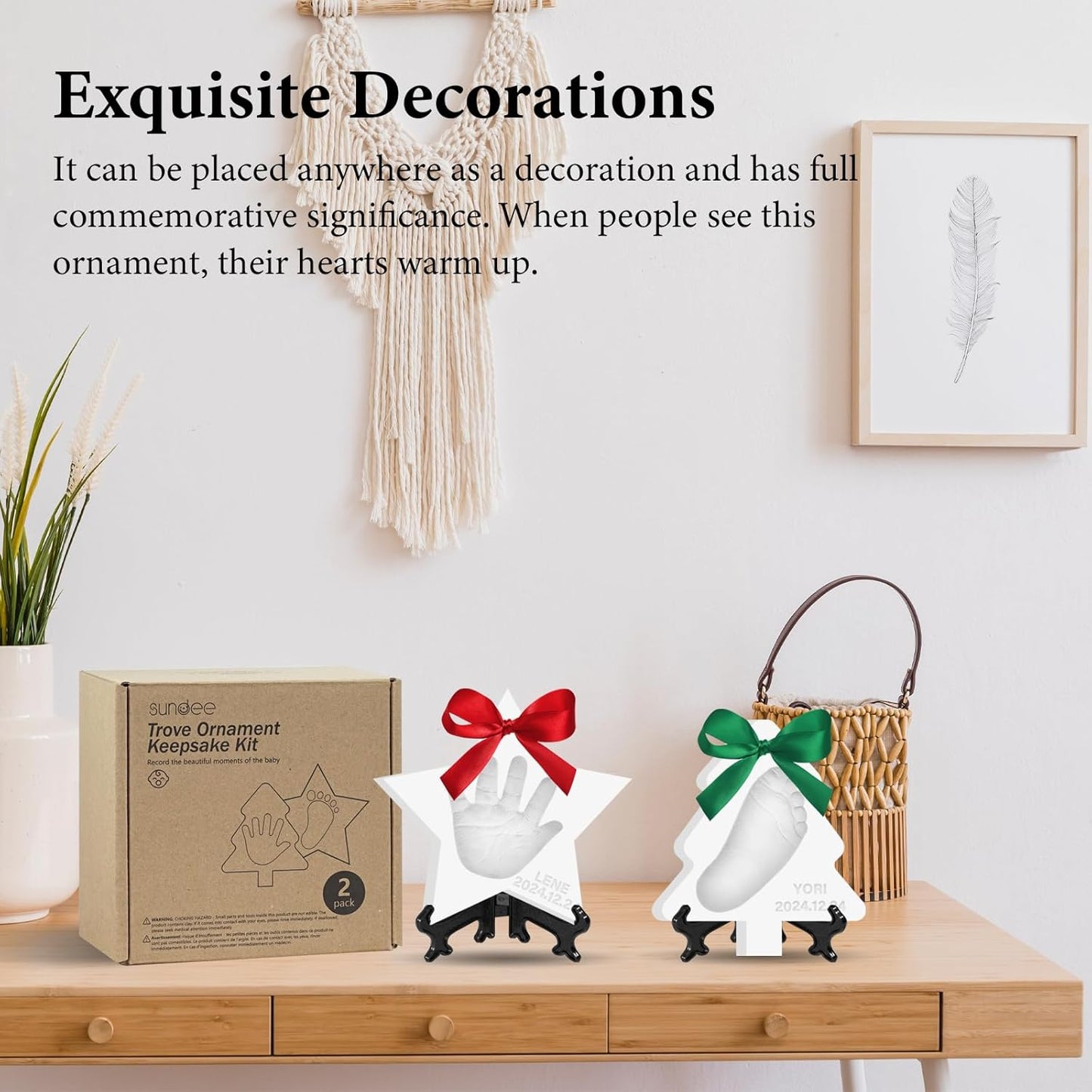 Baby Hand & Footprint Keepsake Kit - Personalized Handprint Footprint Ornament for Newborn Babies, New Mom Gifts, Baby Shower & Registry, Nursery Picture Frame, Pet Paw Print Ornament