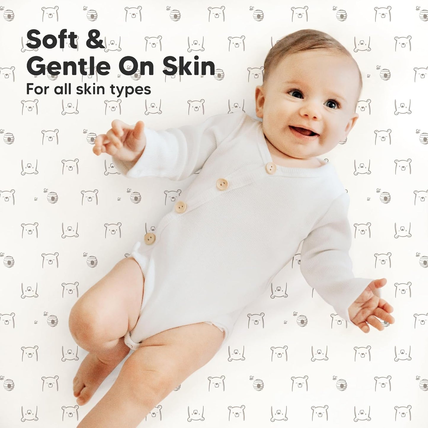 2-Pack Mini Crib Sheets Fitted - 38x26 Pack N Play Sheets for Pack and Play Mattress, Organic Cotton, Soft & Breathable Playard Bedding, Neutral Mini Toddler Bed Cover for Boys, Girls (Bumble Bear)