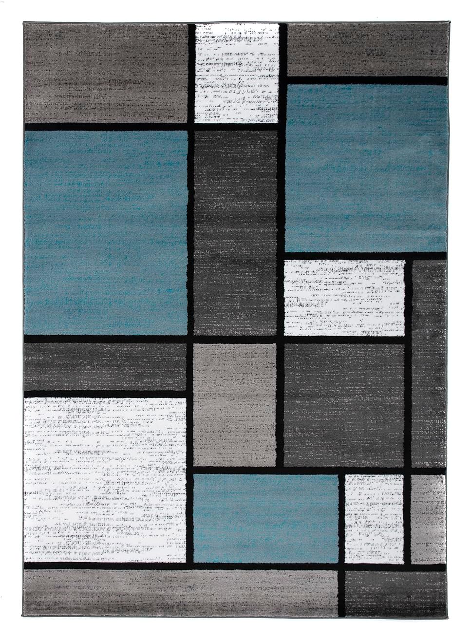 Rugshop Contemporary Modern Boxes for Home Office,Living Room,Bedroom,Kitchen Non Shedding Area Rug 12' x 15' Blue