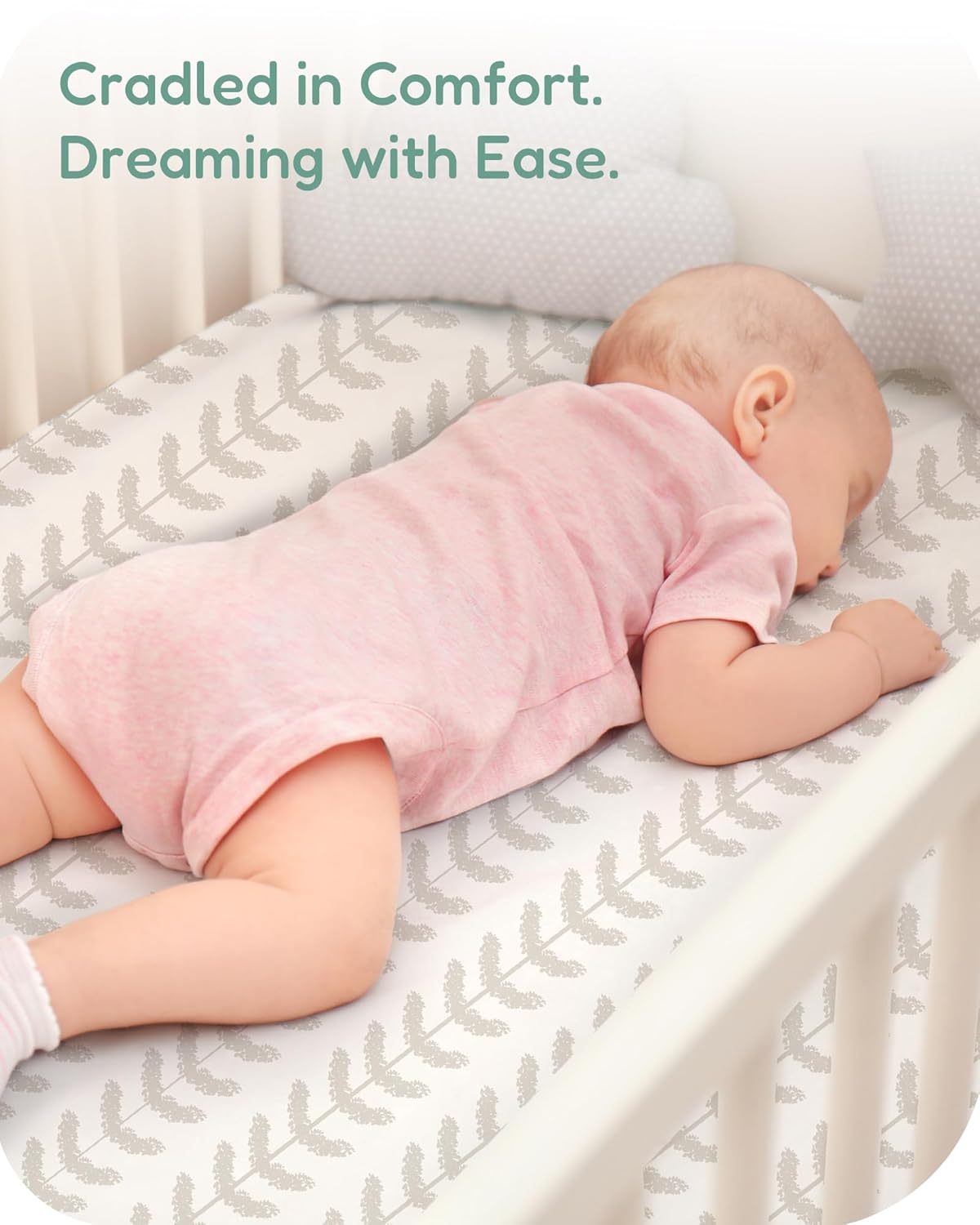 Baby Crib Sheets Boy Girl for Standard Crib Mattress - Beige Trees&Leaf, Breathable and Snug, Fits 28''x52''x9'' Extra Deep Pocket