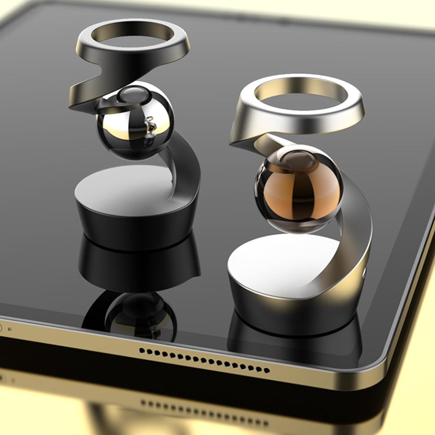 Fidget Toys for Adults, Metal Fidget Toys Desk Fidgets for Office for Adults, Quite Kids Fidget Toys for Anxiety and Stress (Gold Silver)