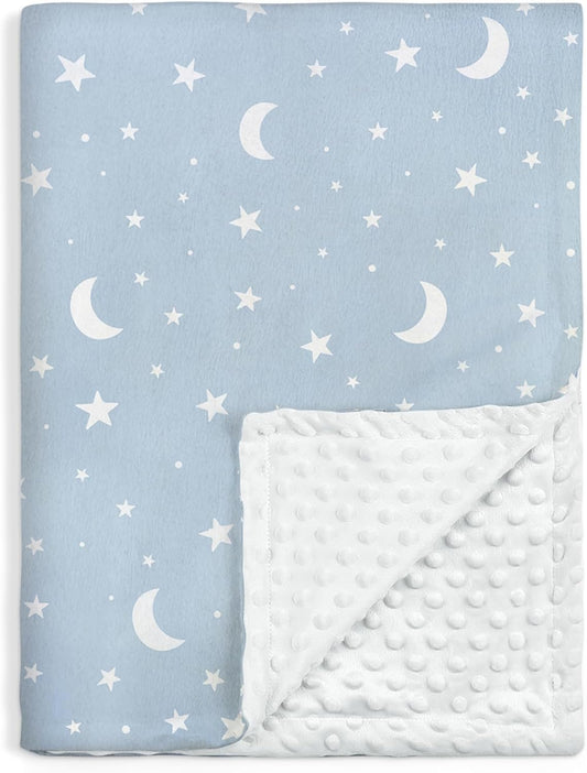 Star Baby Blanket 30 x 40 Inches for Boys Girls, Soft Plush Receiving Blanket with Dotted Back, Gift for Toddler Newborn Infant Christmas Birthday Baby Shower