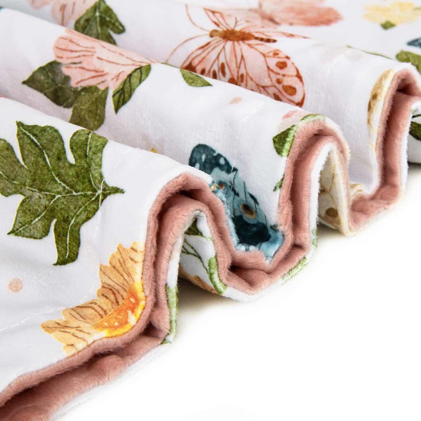 HOMRITAR Floral Baby Blanket for Girls Soft Comfy Minky Toddler Blanket with Double Layer Dotted Backing, Beauty Butterfly Printed Bed Blankets for Nursery Crib Decor 30 x 40 Inch (75 x 100 cm)