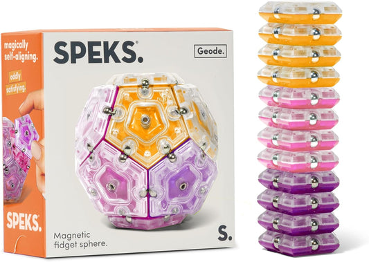 Speks Geode Sphere Magnetic Fidget Toy for Adults | Quiet Adult Sensory Toy for Stress Relief & Anxiety, Office Desk Toy & Top Gadget Gift Idea | Warm, 12-Piece Set
