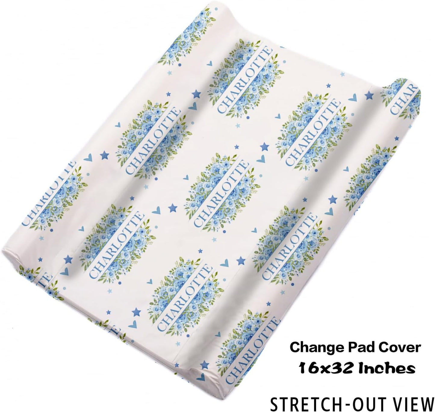 Custom Nursery Crib Bedding Set: Personalized Name 4 Piece Blue Floral Leopard Design Baby Crib Sets for Baby Girls - Toddler Double Layer Blanket Set, Comfortable Crib Bed Sheets for Baby Toddlers