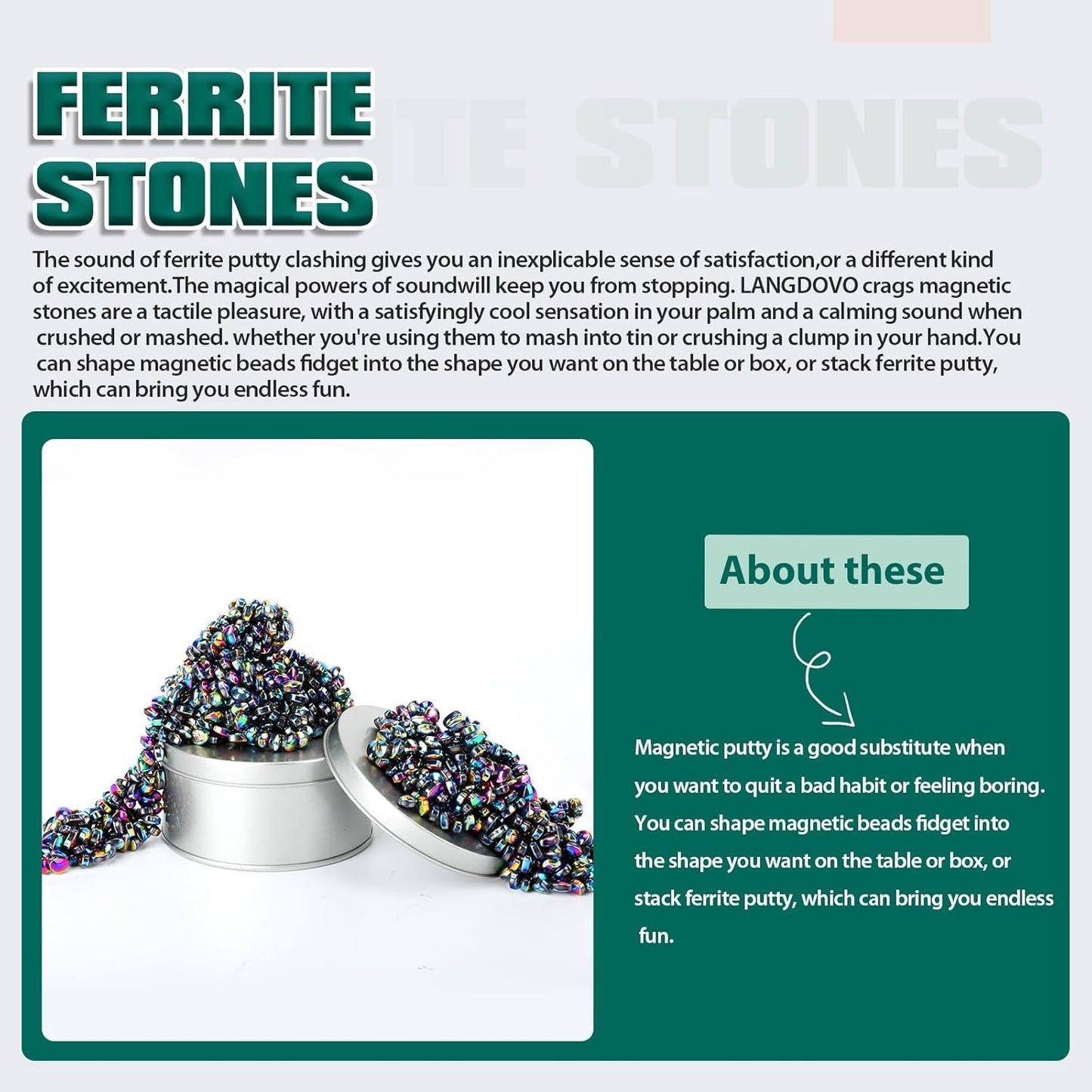 Magnetic Putty Over 1000 Weak Magnetic Beads Fidget Ferrite Putty Crags Magnetic Stones Fun Quiet Magnetic Balls Fidget Toys for Office and Desk (Colorful)