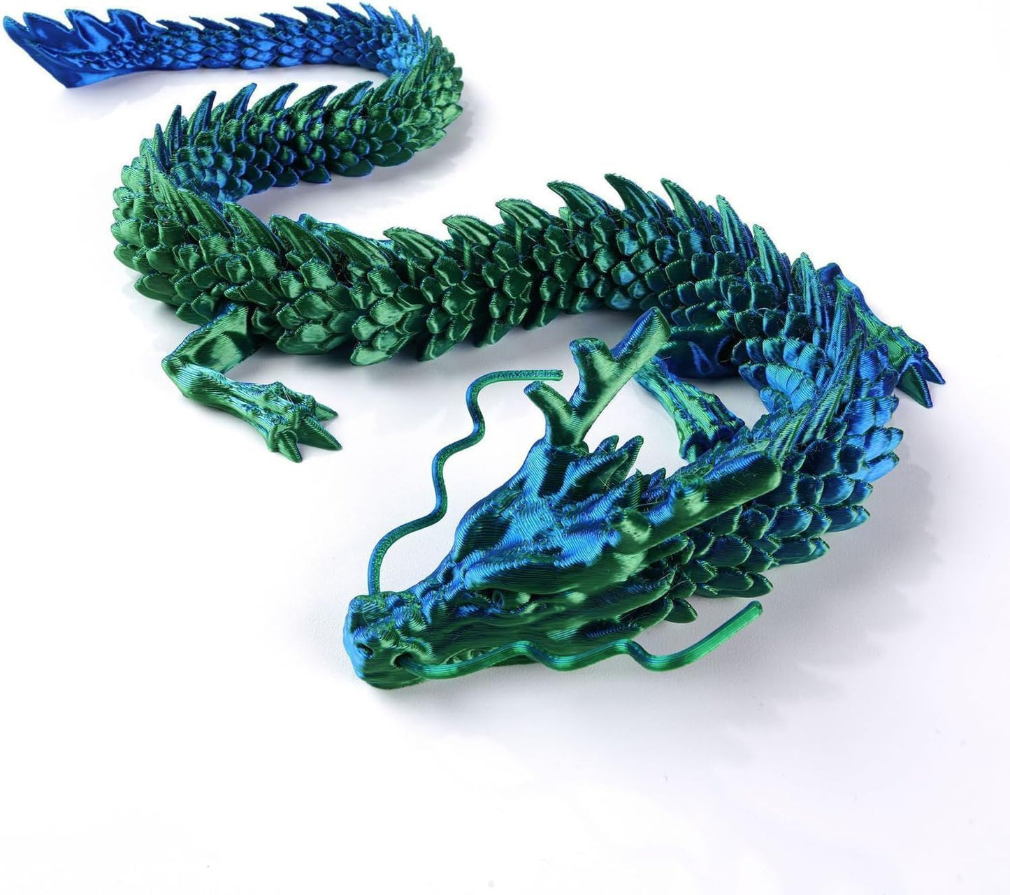 3D Printed Dragon, 17.7 Inch Articulated Dragon, Crystal Dragon, Dragon Fidget Toy, Home Office Decor Executive Desk Toys (BUGN)
