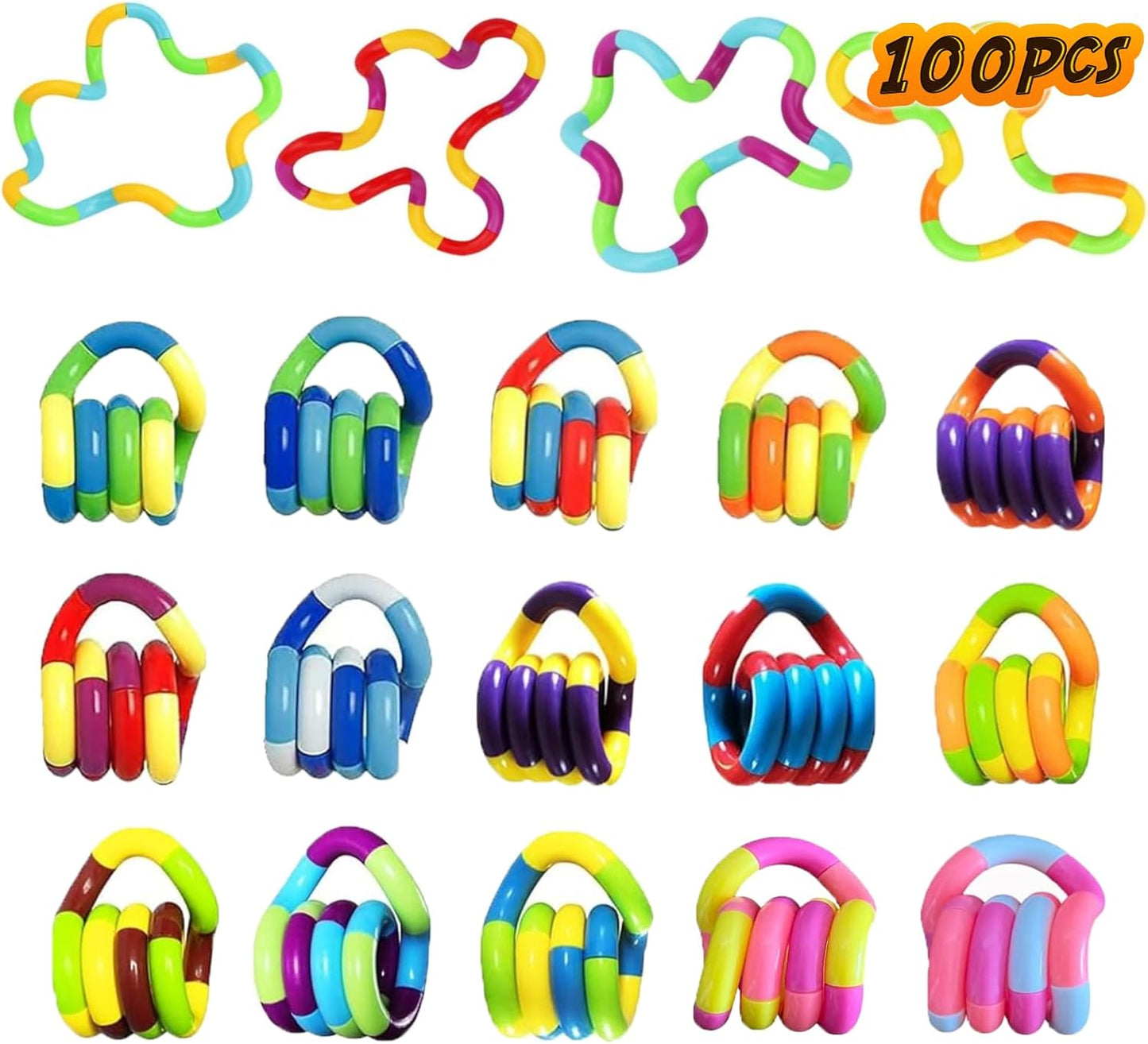 100PCS Random Multicolored Quiet Fidgets Toys for Unique Fidget Experience, Anti Anxiety Sensory Toys Combine into New Shapes,Brain Imagination Tools,Party Supplies