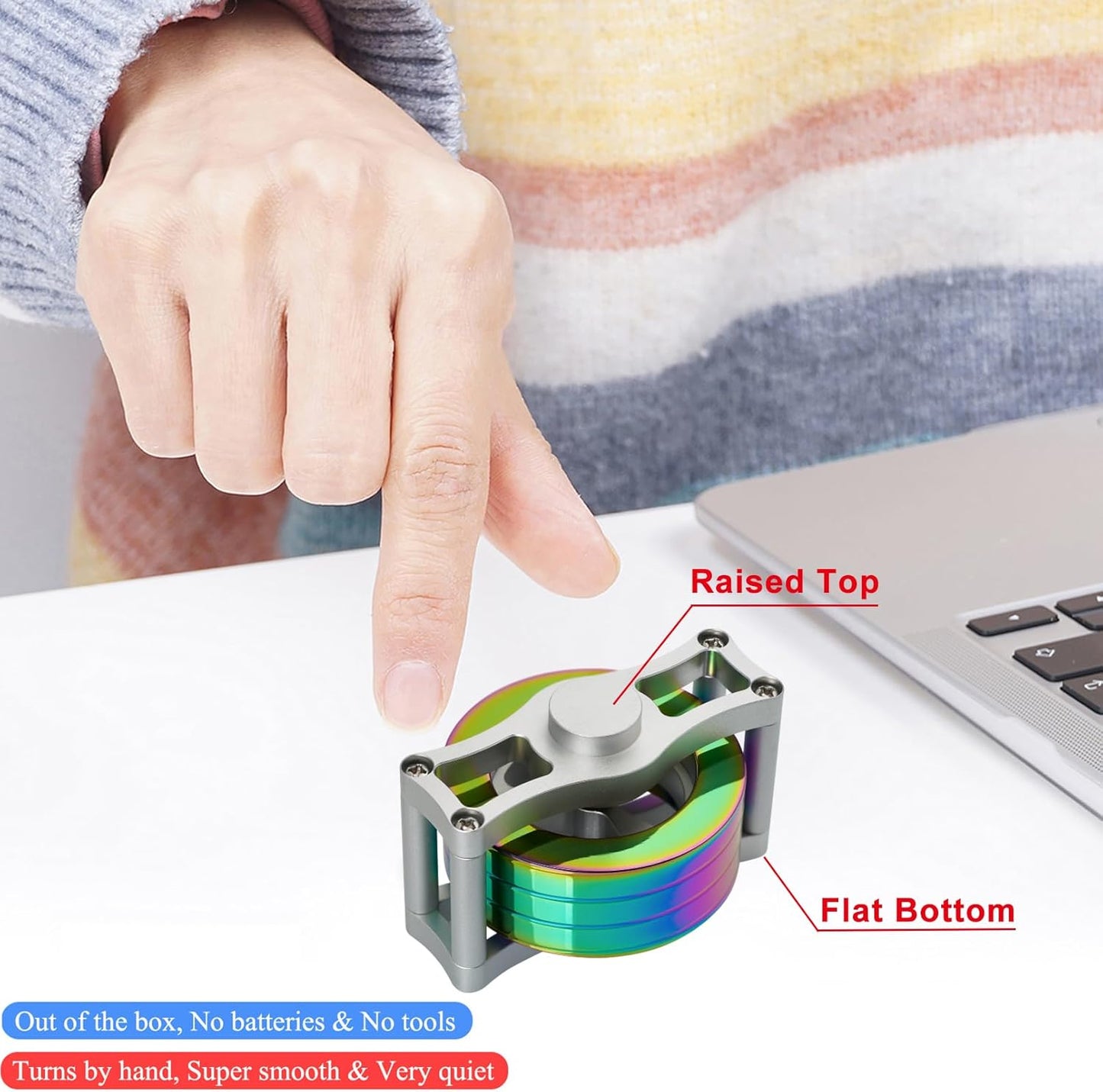 Desk-Kinetic-Toys Cool-Gadgets for Fidget: 20Mins Spinning-Tops, Cool-Stuff Figet Game for Adult Teen Children Kid, Optical-Illusion Stress Relief Gifts for Man Women Office School Home Christmas