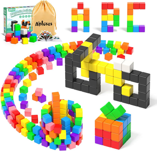 54 PCS Magnetic Blocks, Magnetic Building Blocks for Toddlers 3+, Montessori Toys, Magnet Cubes, Preschool STEM Educational Sensory Magnet Toys for Kids Ages 3-5 Year Old Boys and Girls