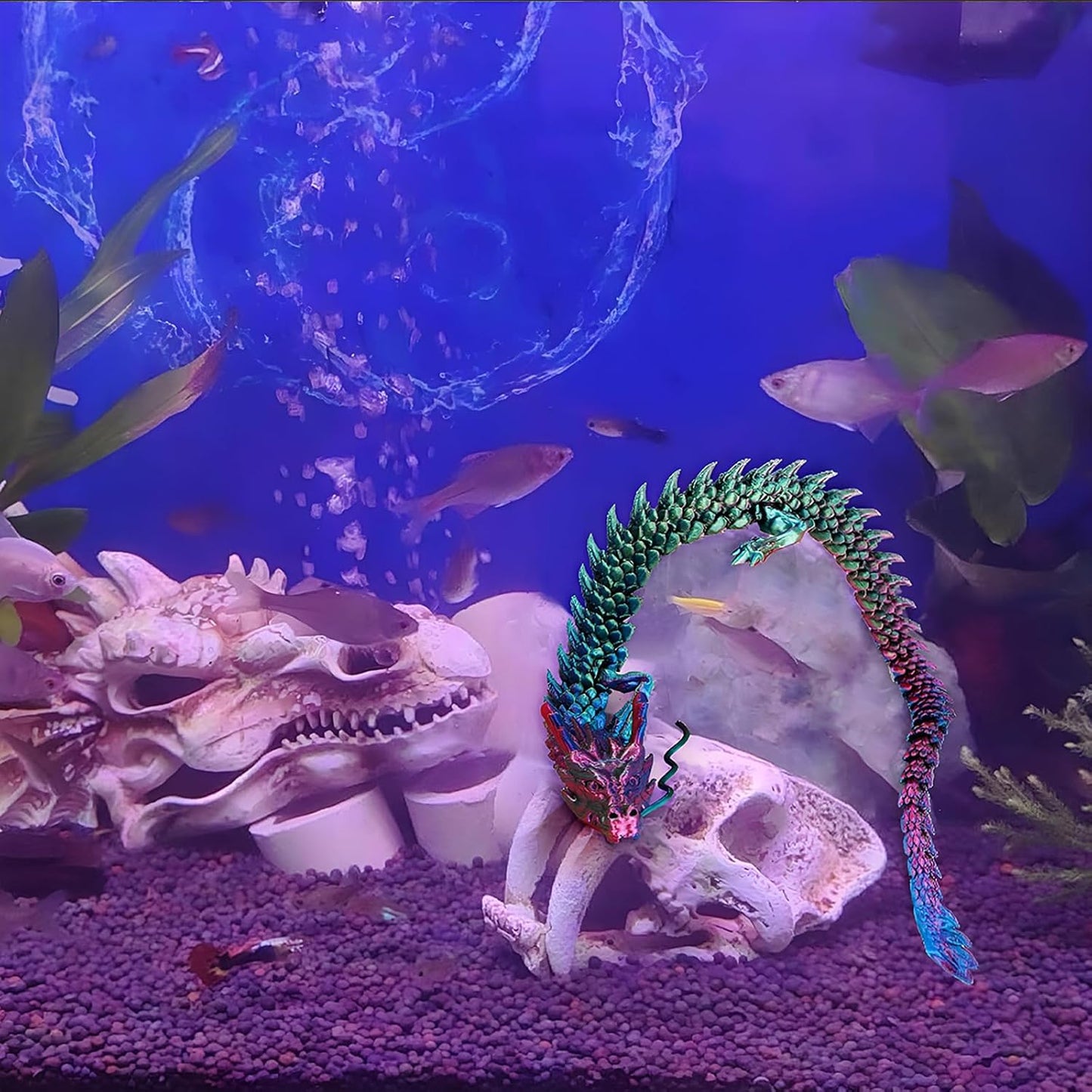 3D Printed Dragon Fidget Toy, 18in Surprise Mystery Dragon, Crystal Dragon Fidget Toy, Articulated Pye Dragon Fish/Display Cabinet/Home/Office Desktop Decor (Green)