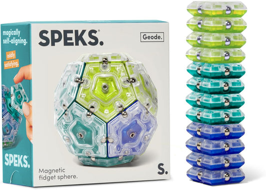 Speks Geode Sphere Magnetic Fidget Toy for Adults | Quiet Adult Sensory Toy for Stress Relief & Anxiety, Office Desk Toy & Top Gadget Gift Idea | Cool, 12-Piece Set