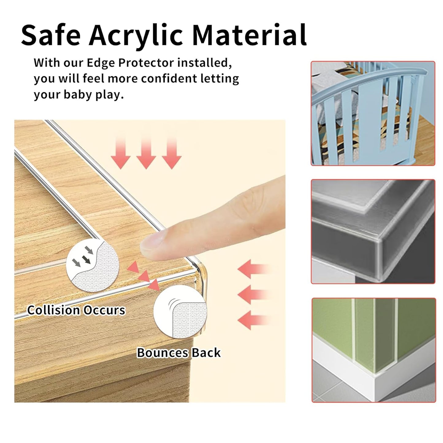 2Pack Baby Proofing Edge Protector for Baby,2in x 9.84Ft,Clear Edge Protector Strip Sharp Edge Wrap Cover Tape,Corner Bumpers for Furniture,Crib Rail Covers for Teething
