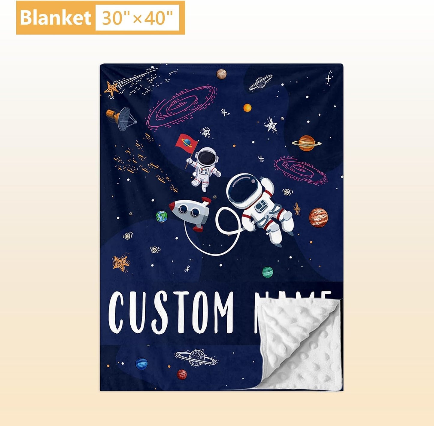 Personalized Crib Bedding Set, 5 Pcs Custom Nursery Bedding Sets with Name, Infant Bedding Set for Baby Boys, Blue Astronaut Double Layer Baby Crib Set, Babies Toddlers Kids Customized Gifts