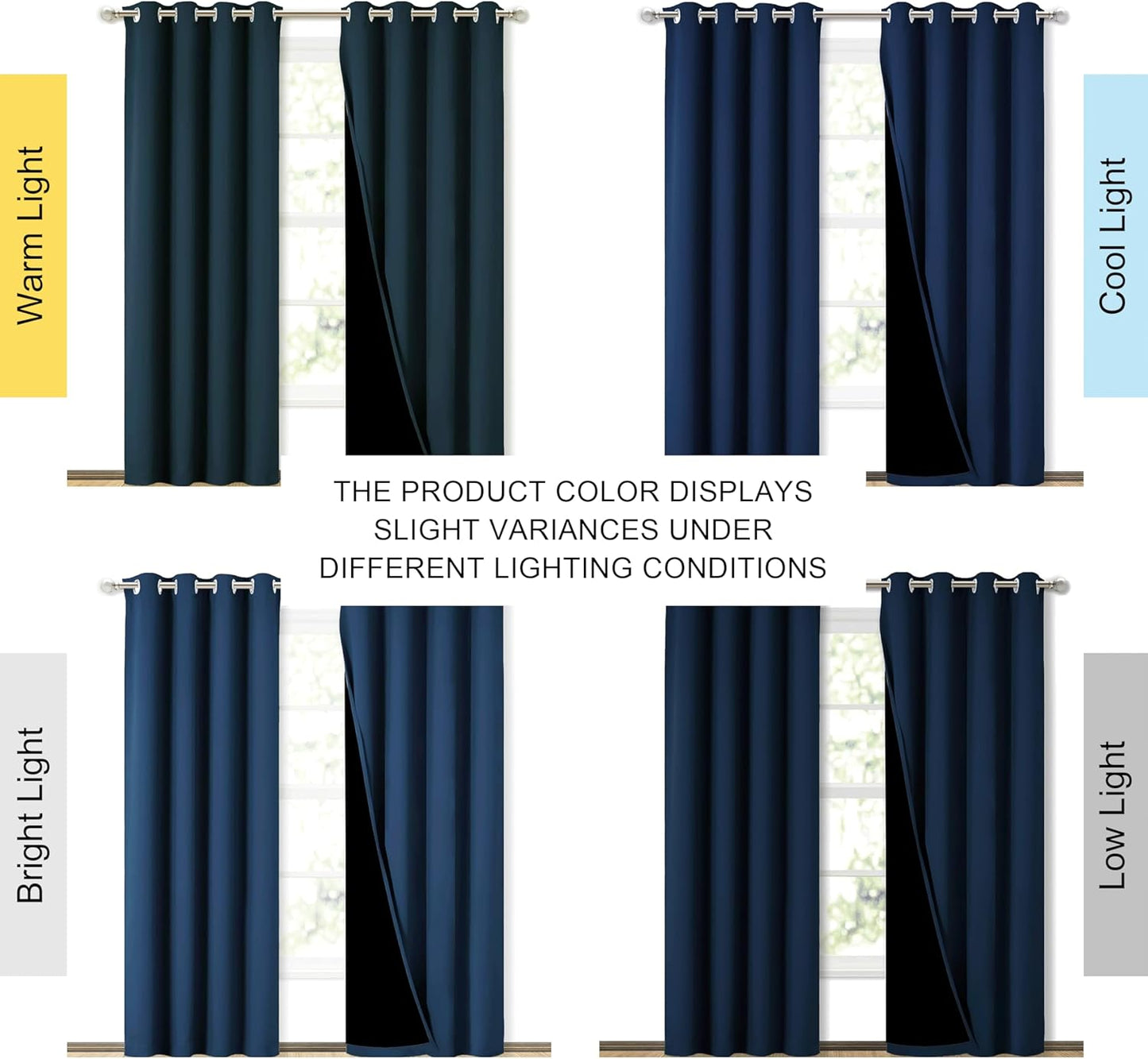 NICETOWN Total Shade Curtains and Draperies, Heavy-Duty Full Light Shading Drapes with Black Liner Backing for Villa/Hall/Dorm Window（Moroccan Blue, Package of 2 Panels, 52" Wide x 95" Long