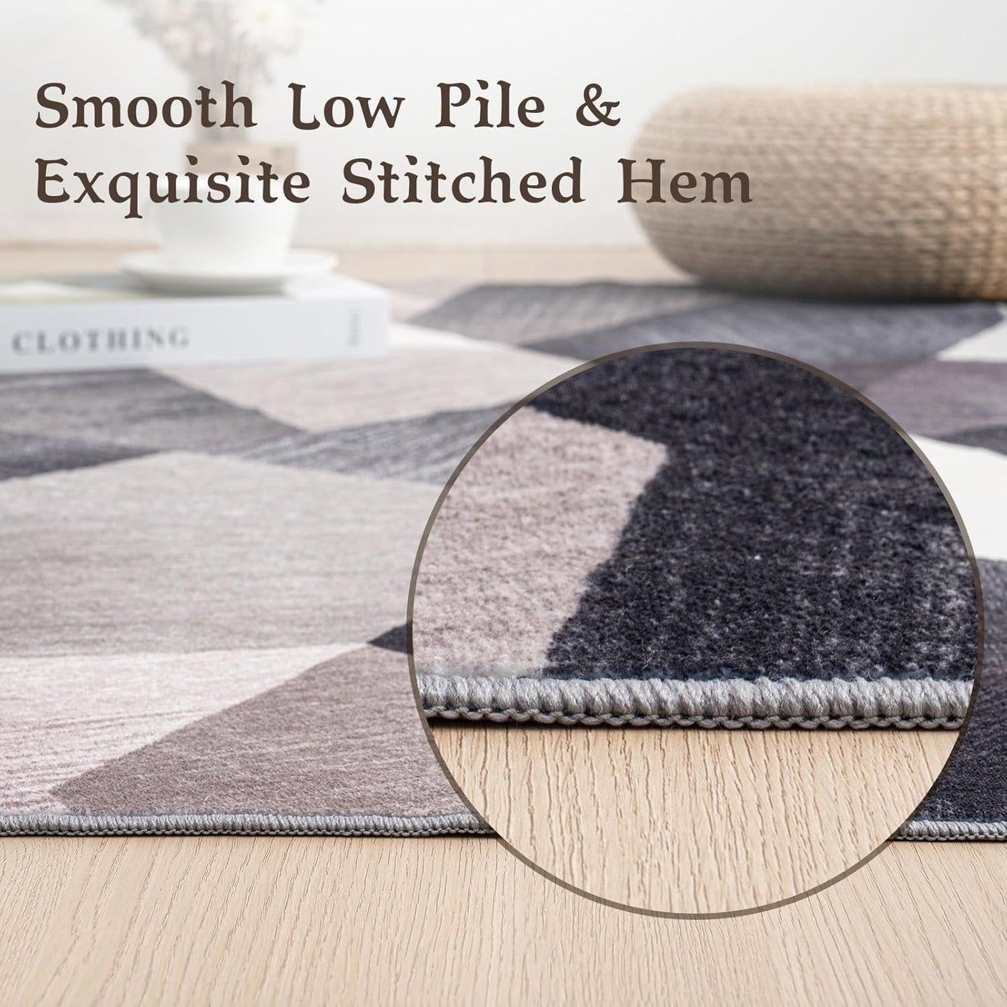 HOMFINE Washable Modern Area Rug - Geometry Style 8x10 Rugs for Living Room, Bedroom, Machine Washable Rug Soft Non Slip Non Shedding Area Rug - Green, 8'x10'