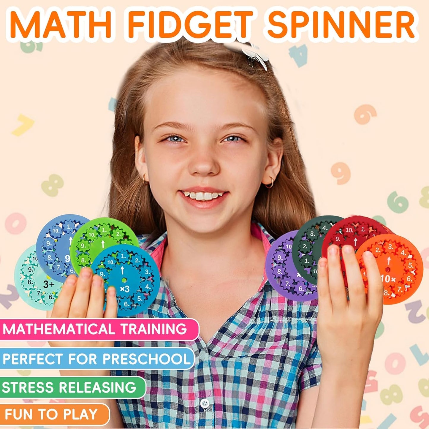 Math Fidget Spinner, 18 PCS Math Facts Fidget Spinners, Math Fidget Toy Multiplication Math Fidget Spinners, Math Spinners Contains 4 Calculation Methods for Math Learning Education for Kids Students