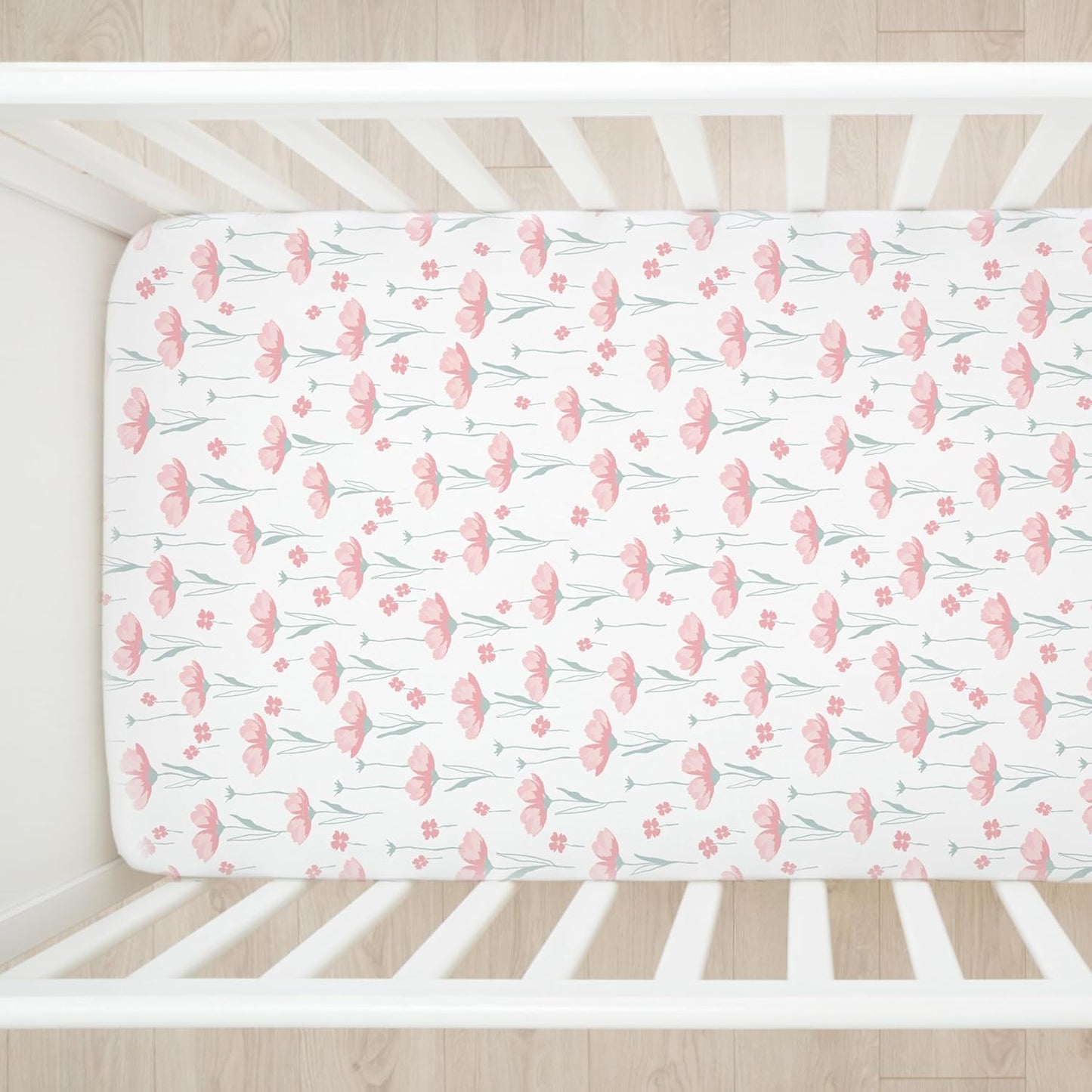 HonestBaby Unisex-Baby Fitted Crib Sheets Set Standard Mattress, 100% Organic Cotton Baby Boys, Girls, Neutral, 1 Pack - Flower Power, One Size