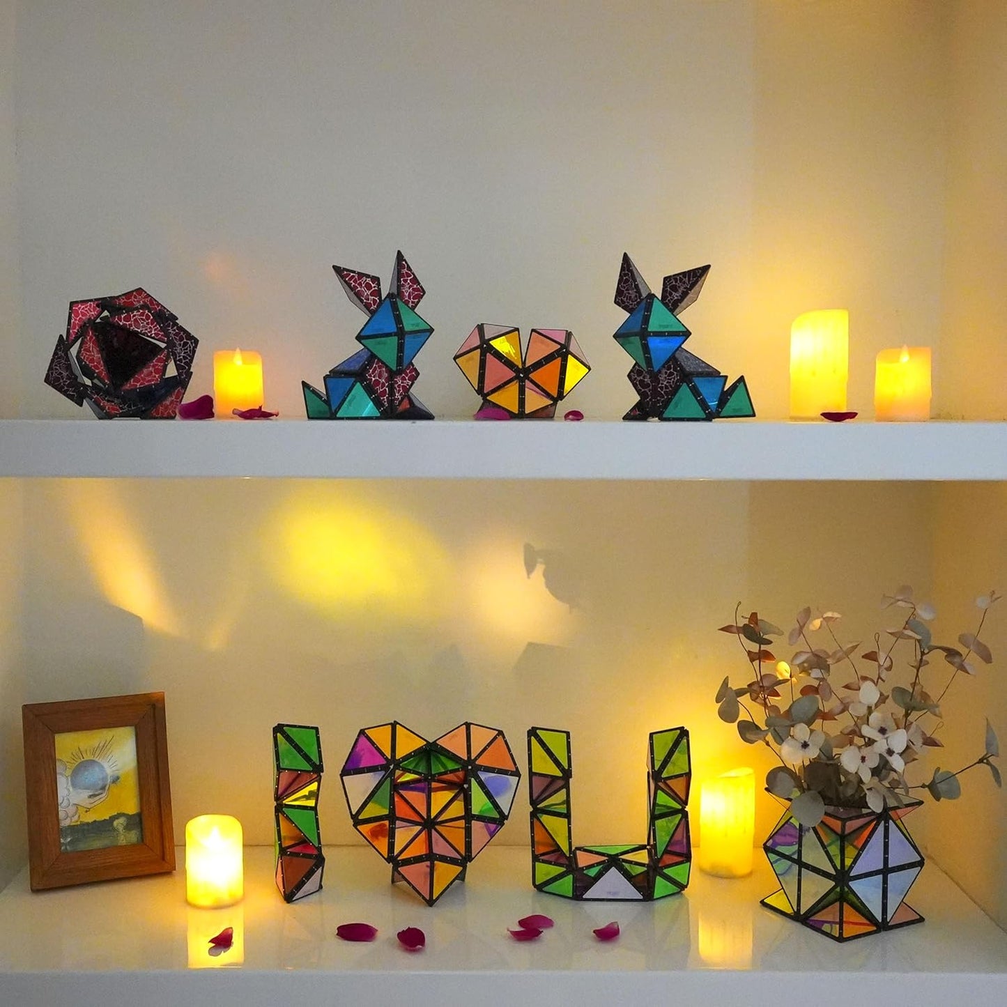 TOSY Magnet Pyramid Stone - 1 Cube Transforms into 1 Billion Shapes, 14 pcs (12 Puzzle pcs and 2 Accessories), 243 Rare Earth Magnets, Holographic Design Magnet Tiles Creative Puzzle STEM/STEAM Toy