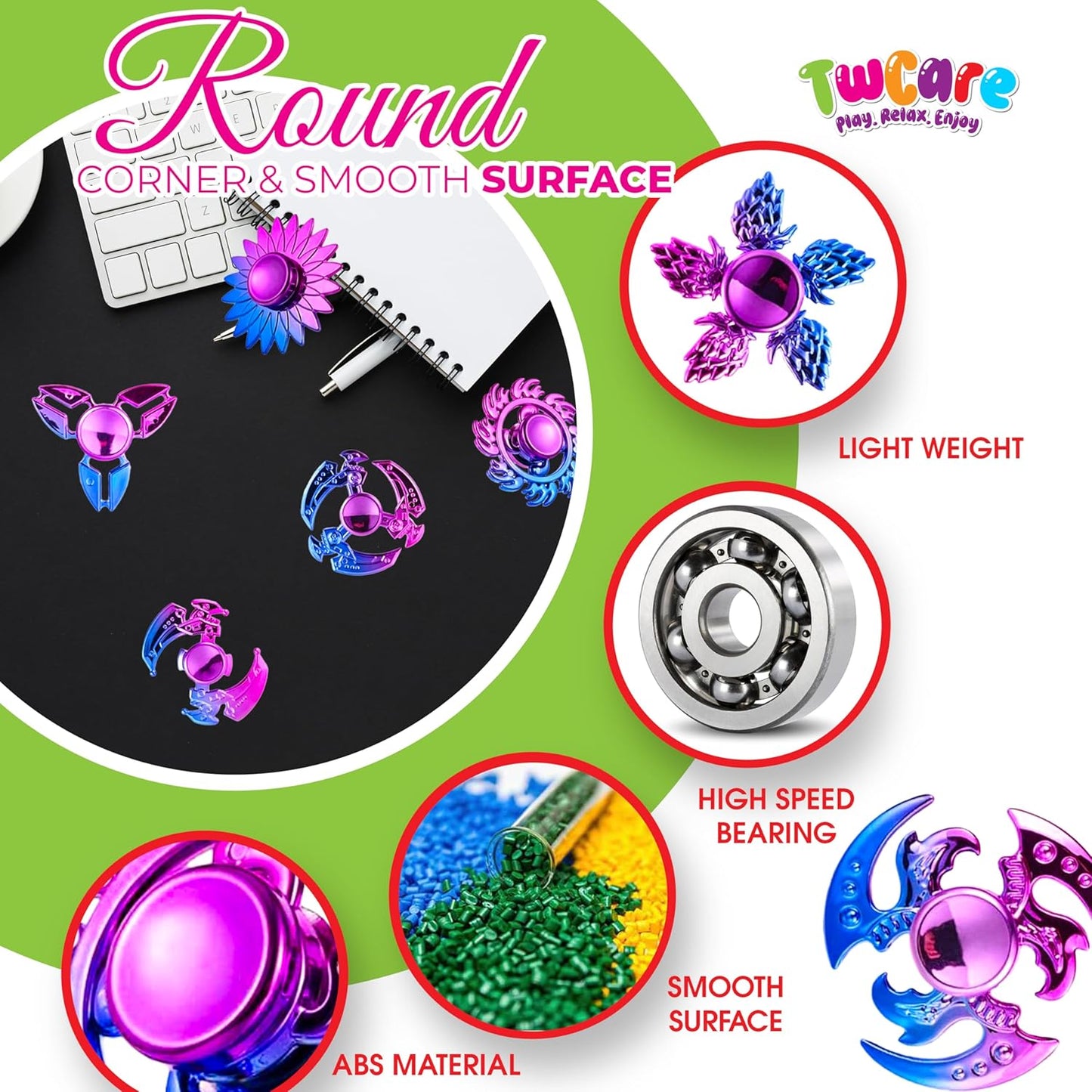 20 Pack High Speed Hand Fidget Spinners for Anxiety ADHD Kids Adults Boys Girls, Sensory Fingertip Pack, Stress Relief Fidgets Toy, Party Favors Birthday Gifts Goodie Bag Stuffers Classroom Prizes