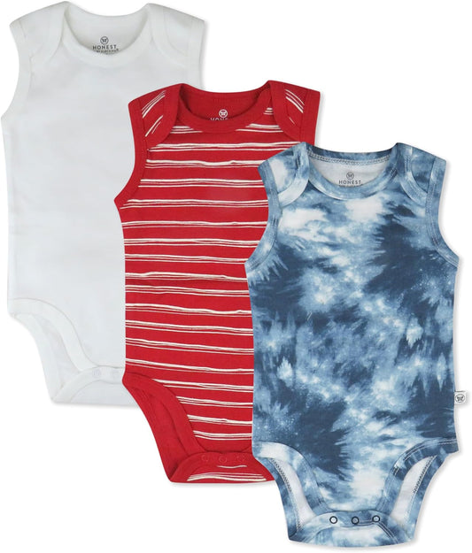 Sleeveless Bodysuits One-piece 100% Organic Cotton for Baby Boys, Girls, Unisex