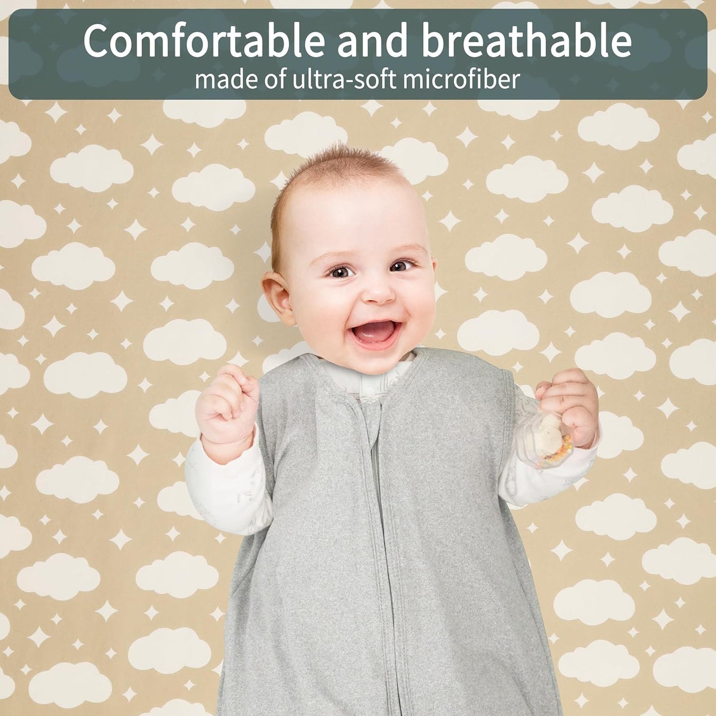 Baby Crib Sheets for Boys Girls, 2 Pack Fitted Crib Sheet for Standard Crib and Toddler Mattress, Soft Microfiber Baby Sheet 52x28x8in. (Clouds & Dark Green)