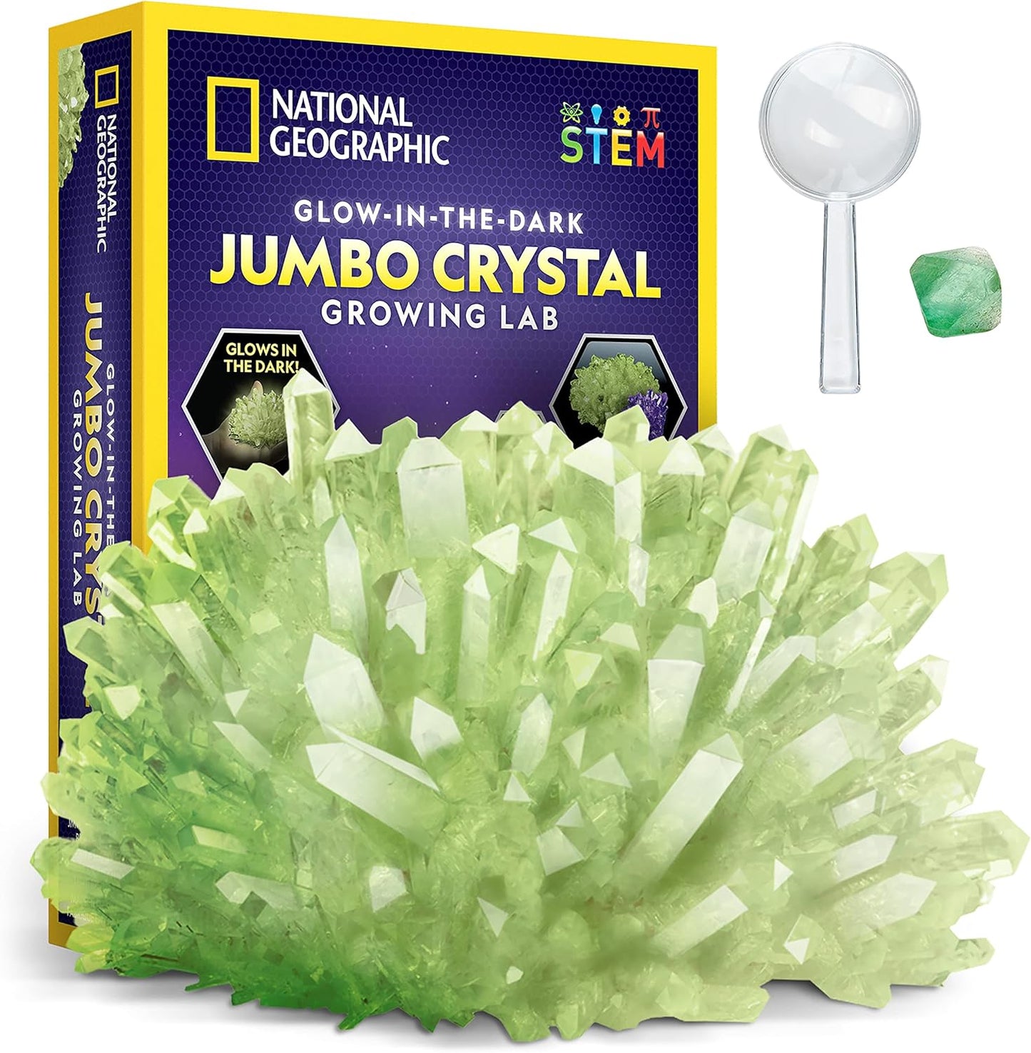 National Geographic Jumbo Crystal Growing Kit - Grow A Giant Glow in The Dark Crystal in a Few Days with This Science Kit, Crystals for Kids (Amazon Exclusive)
