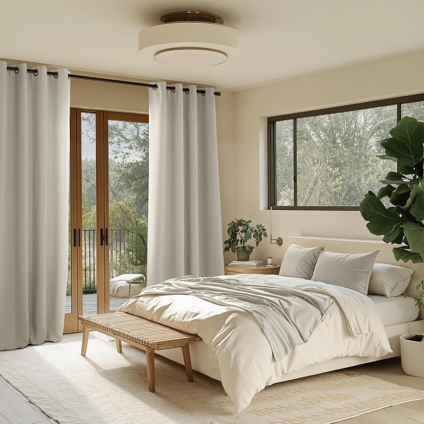 NICETOWN Living Room Curtains 84 inches Long 2 Panels, Natural Thermal Grommet Curtains for Living Room, Noise Reducing Privacy Window Treatment Shades for Bedroom, Laundry Patio, W52